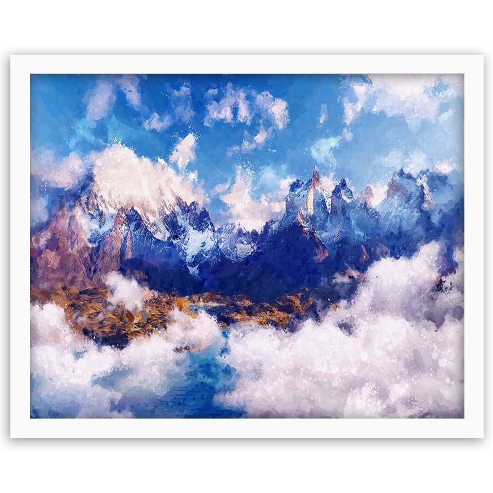 Glezna baltā rāmī - Mountains Landscape  Home Trends DECO