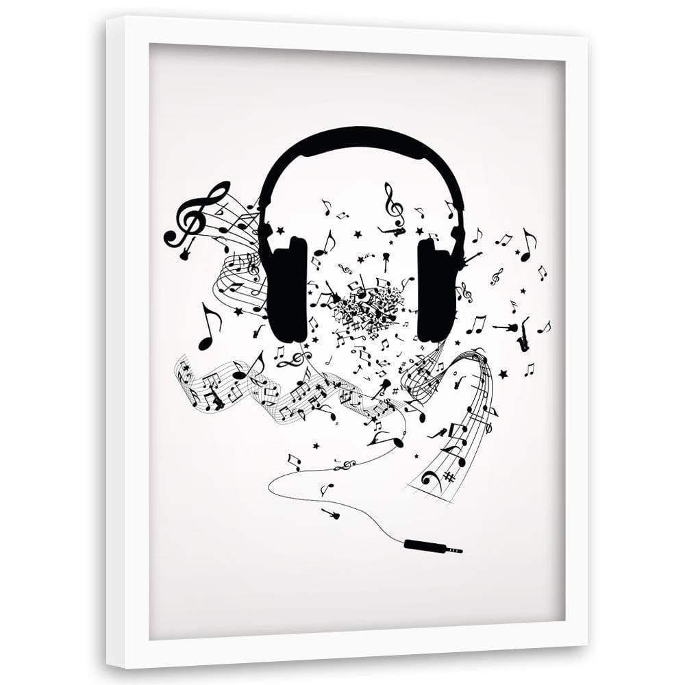 Glezna baltā rāmī - Music Morife Image Black And White  Home Trends DECO