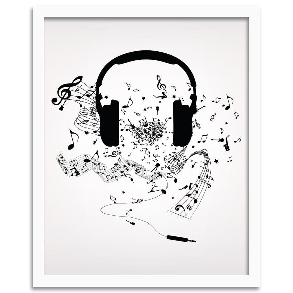 Glezna baltā rāmī - Music Morife Image Black And White  Home Trends DECO