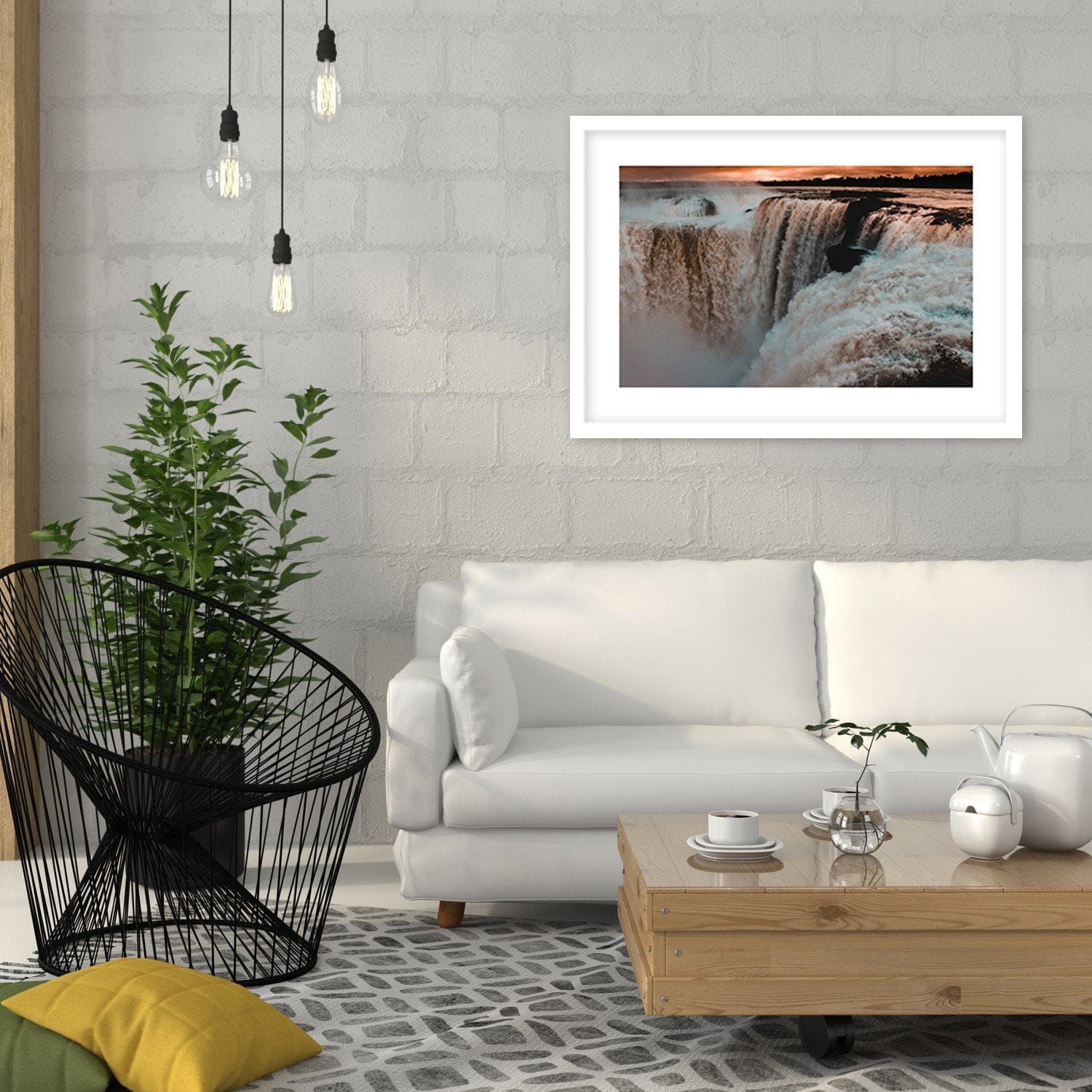 Glezna baltā rāmī - Niagara Falls  Home Trends DECO