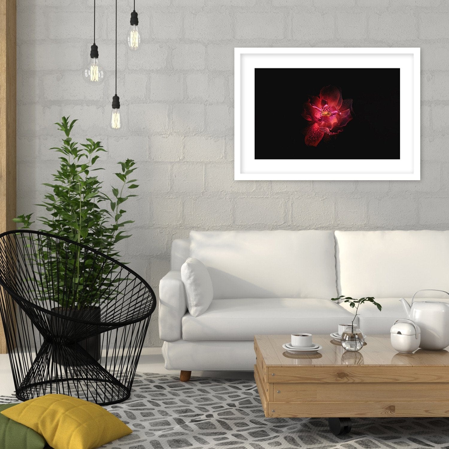 Glezna baltā rāmī - Night Flower  Home Trends DECO