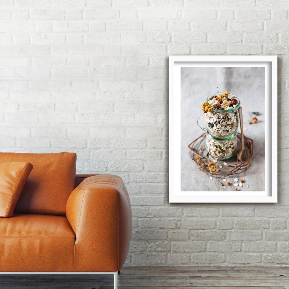 Glezna baltā rāmī - Oat Flakes  Home Trends DECO