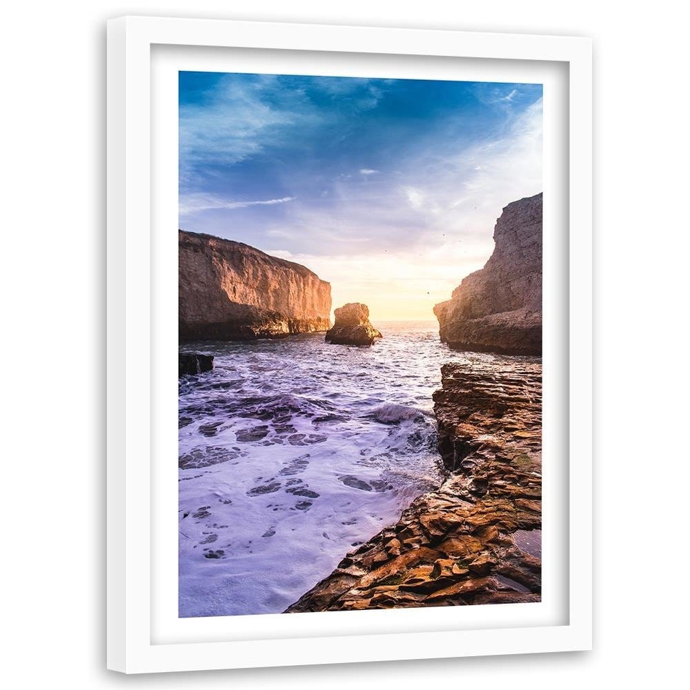 Glezna baltā rāmī - Ocean And Rocks  Home Trends DECO