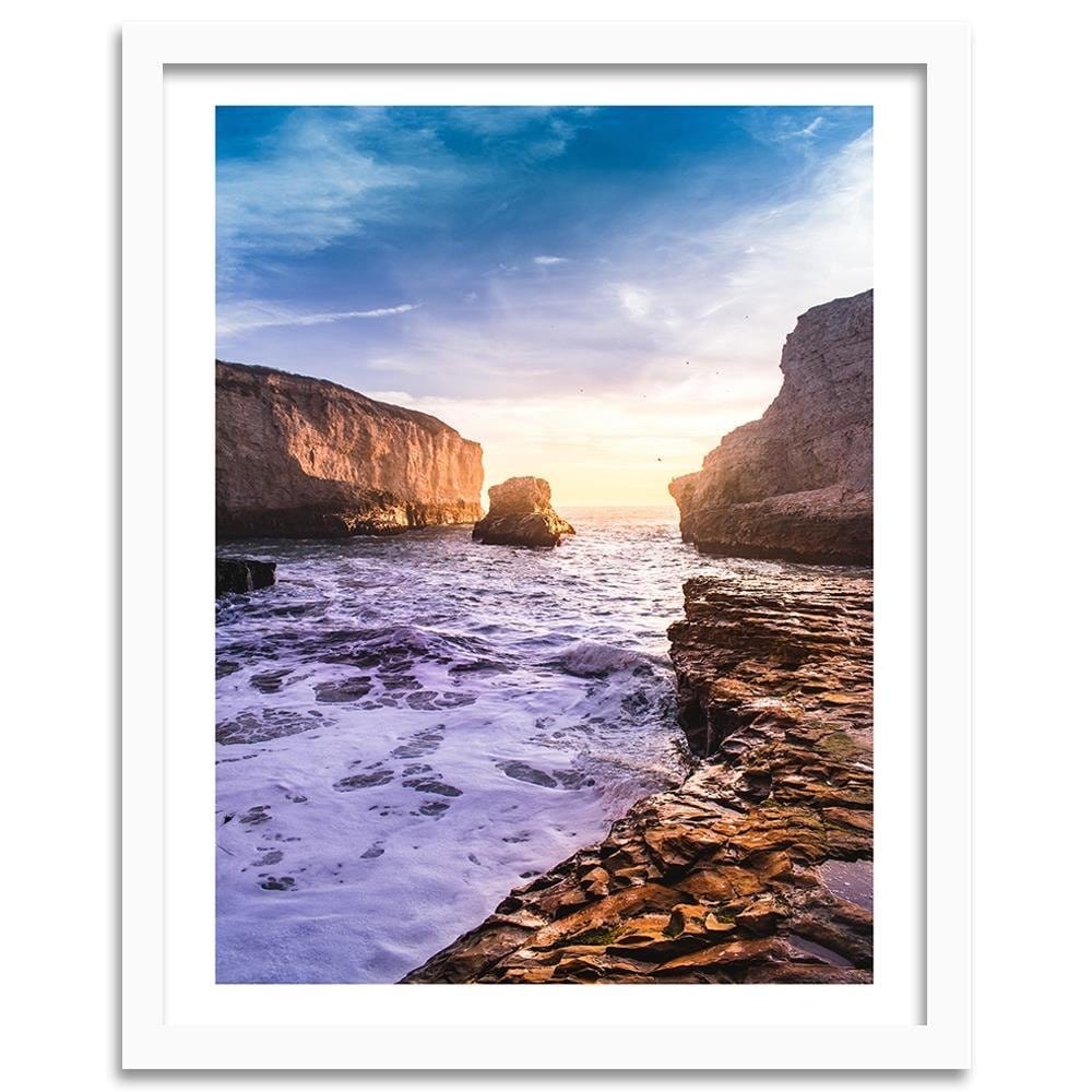 Glezna baltā rāmī - Ocean And Rocks  Home Trends DECO