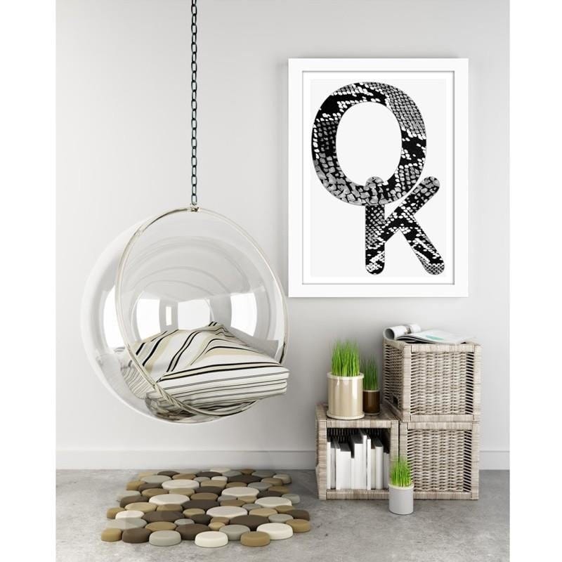 Glezna baltā rāmī - Okay - snake skin  Home Trends DECO