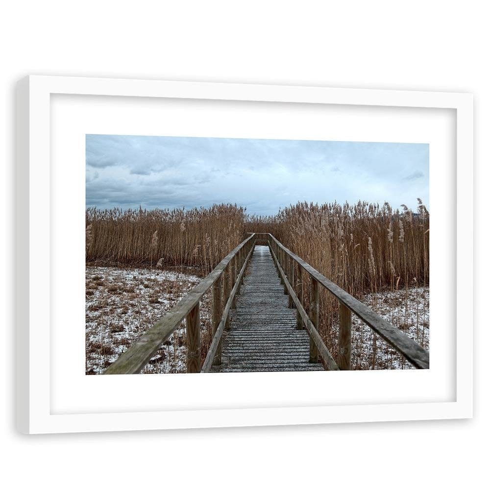 Glezna baltā rāmī - Old Bridge In Winter  Home Trends DECO