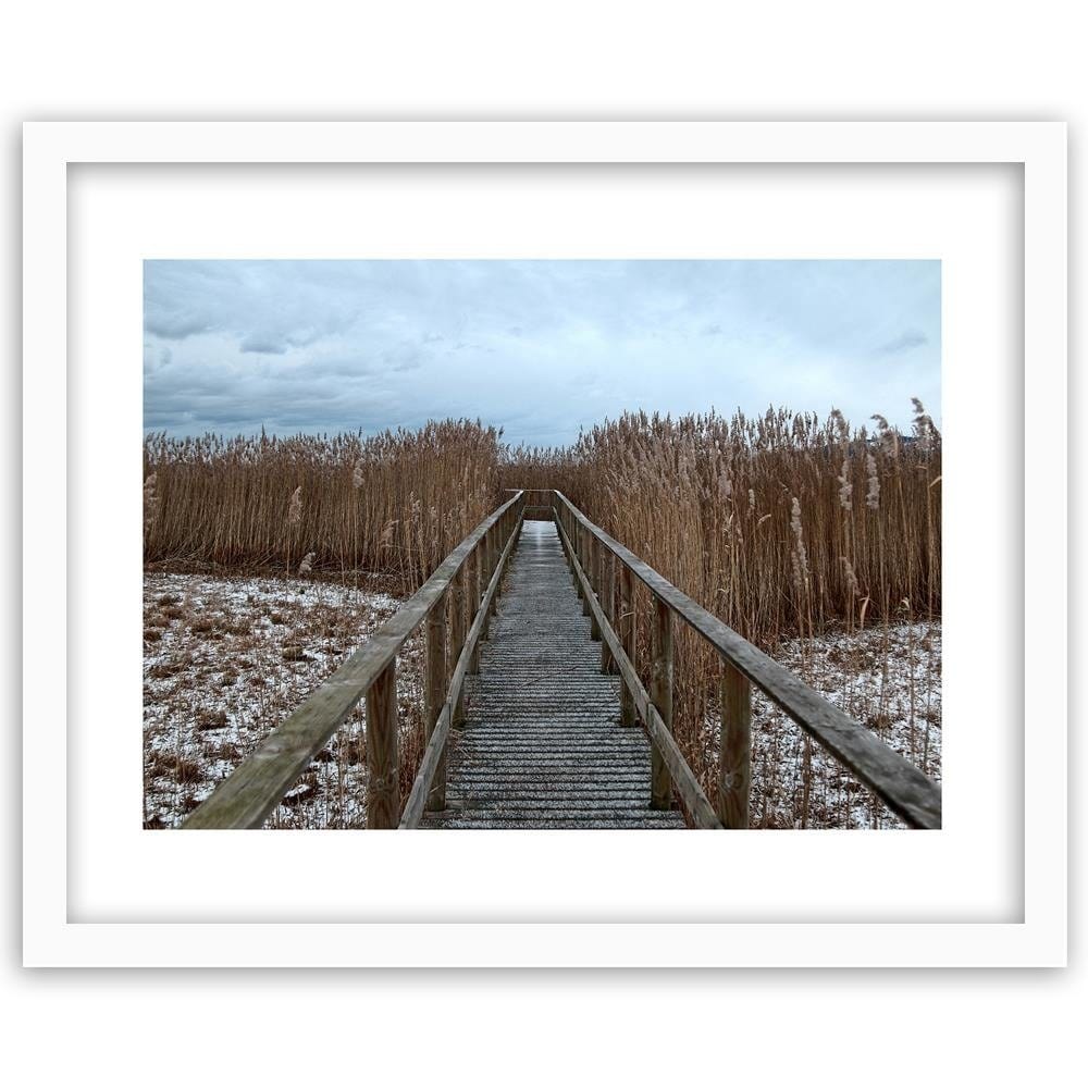 Glezna baltā rāmī - Old Bridge In Winter  Home Trends DECO