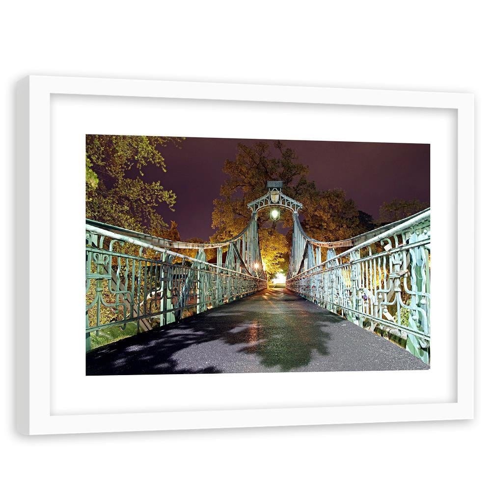 Glezna baltā rāmī - Old Bridge With A Lantern  Home Trends DECO
