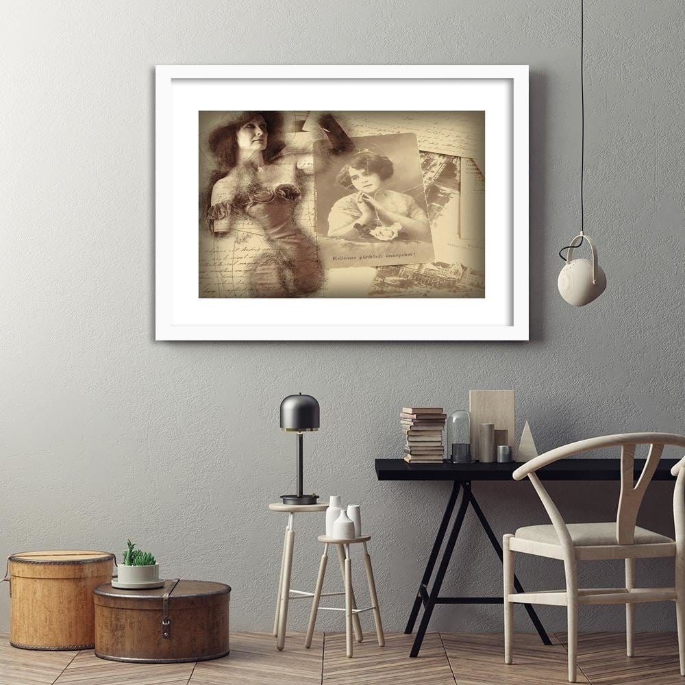 Glezna baltā rāmī - Old Photo Of A Woman  Home Trends DECO