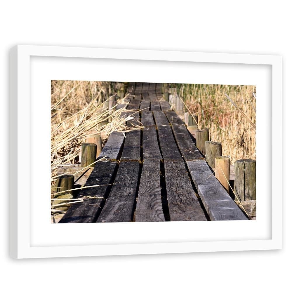 Glezna baltā rāmī - Old Plank Bridge  Home Trends DECO