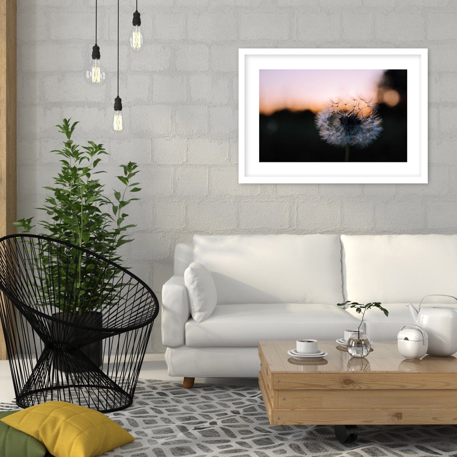 Glezna baltā rāmī - One Of Dandelion  Home Trends DECO
