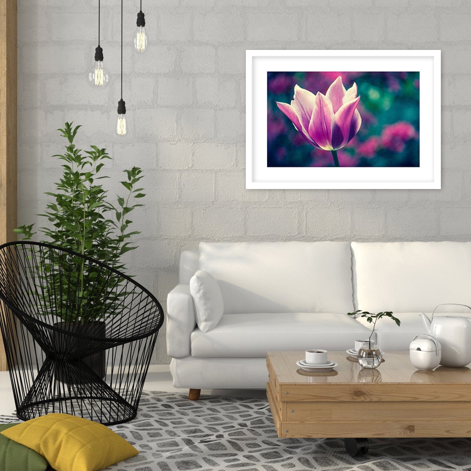 Glezna baltā rāmī - Open Tulip  Home Trends DECO