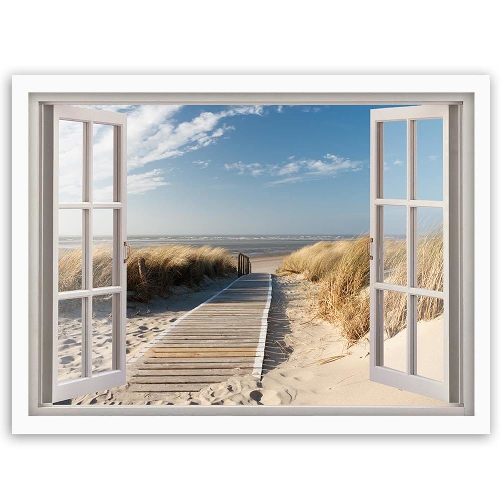 Glezna baltā rāmī - Opened Window To Way To The Beach  Home Trends DECO