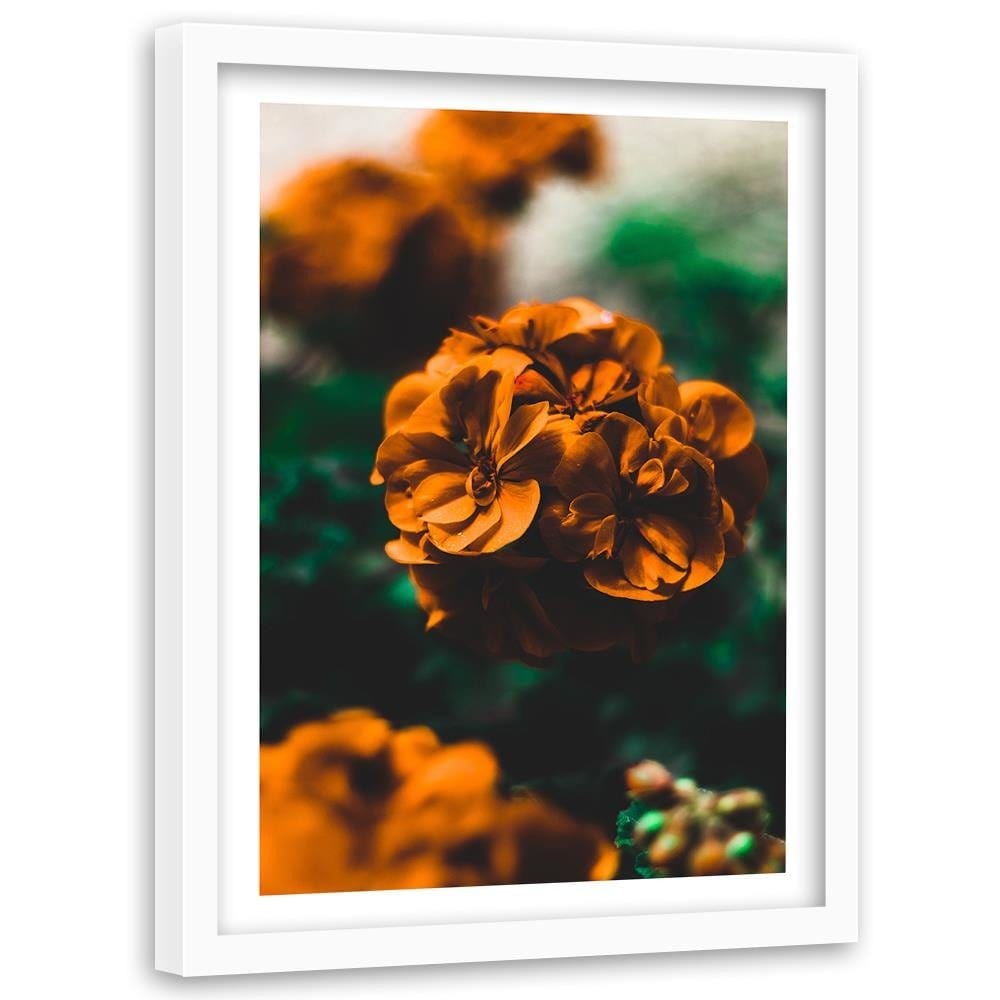 Glezna baltā rāmī - Orange Flowers  Home Trends DECO