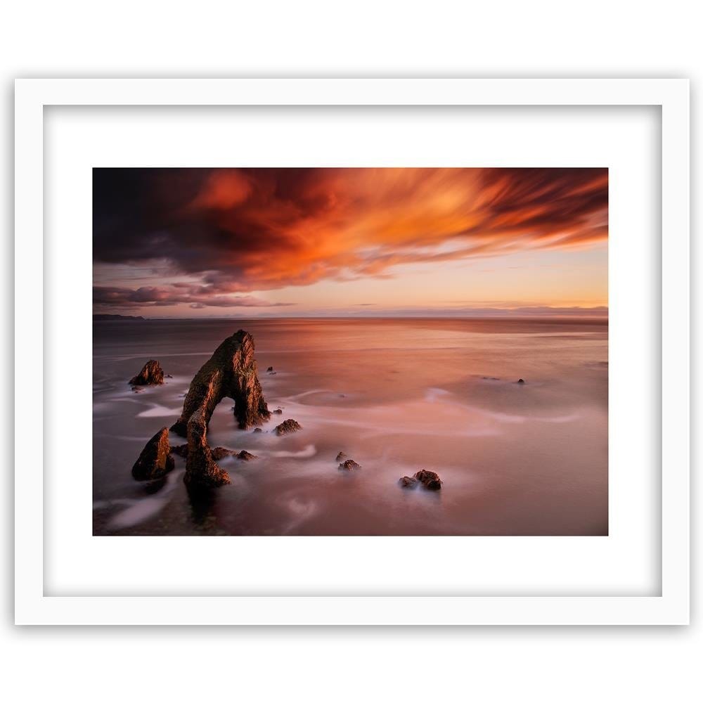 Glezna baltā rāmī - Orange Sky Over The Sea  Home Trends DECO