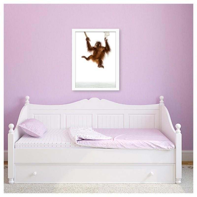 Glezna baltā rāmī - Orangutan on the ropes  Home Trends DECO
