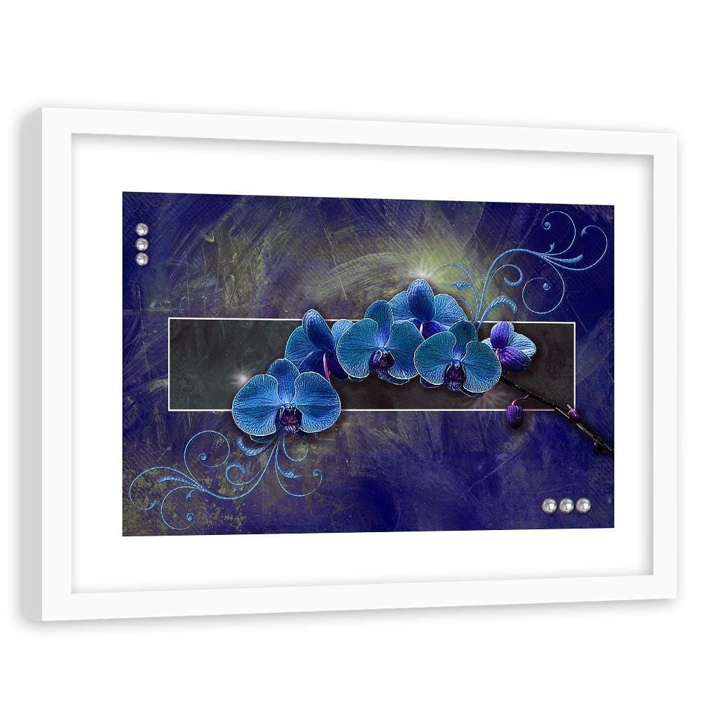 Glezna baltā rāmī - Orchid Color Blue  Home Trends DECO