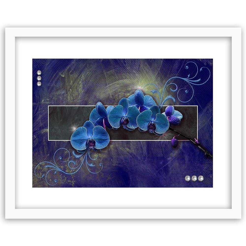 Glezna baltā rāmī - Orchid Color Blue  Home Trends DECO