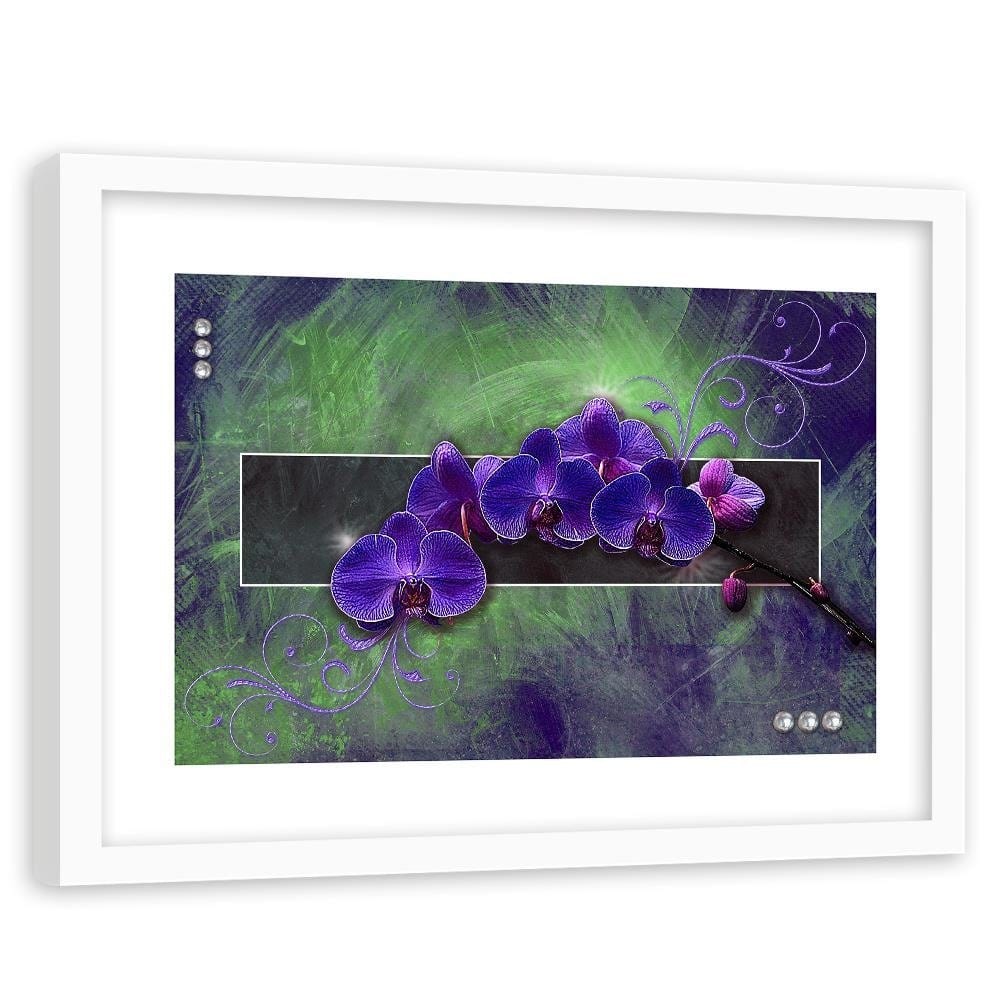Glezna baltā rāmī - Orchid Purple  Home Trends DECO