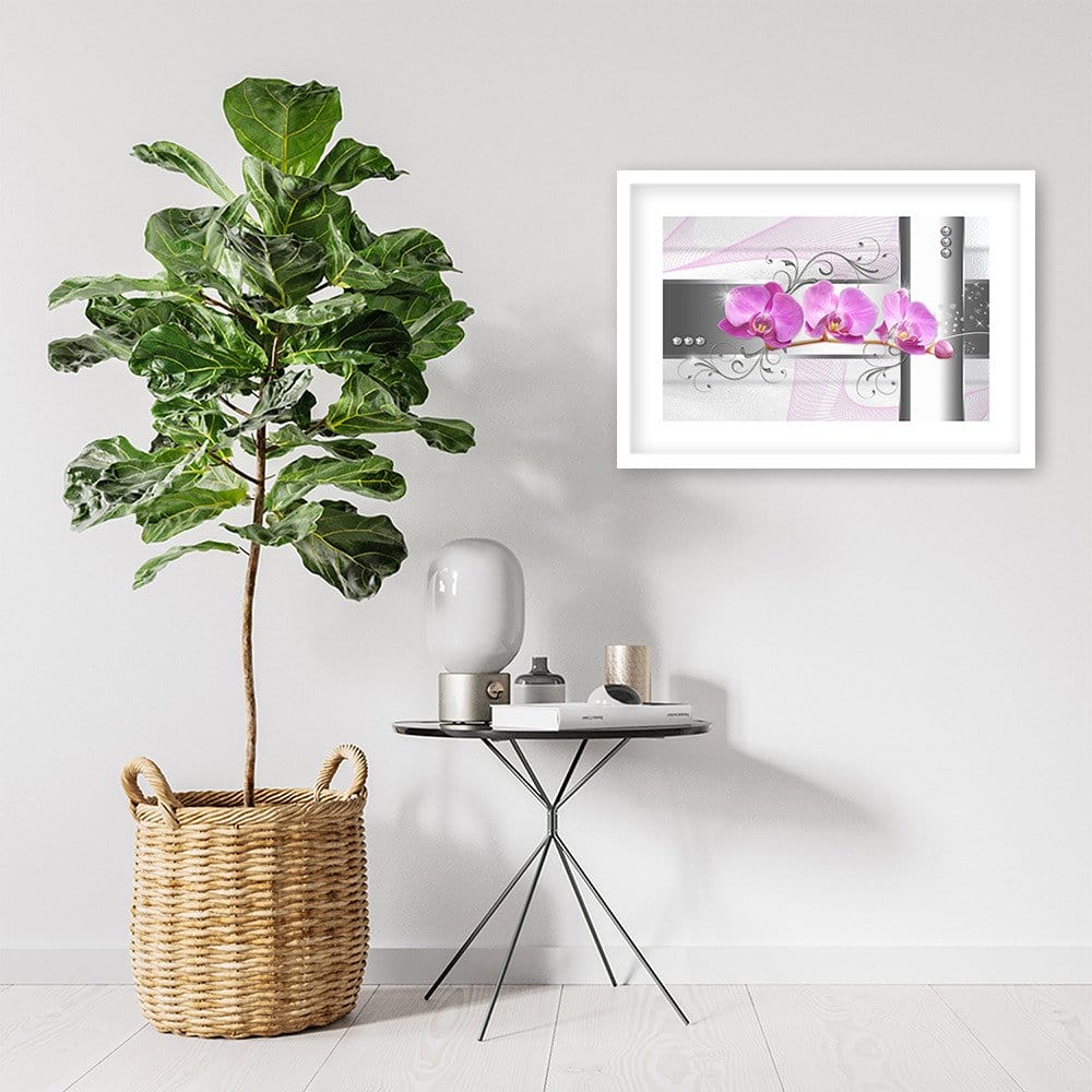 Glezna baltā rāmī - Orchids Abstraction 1  Home Trends DECO