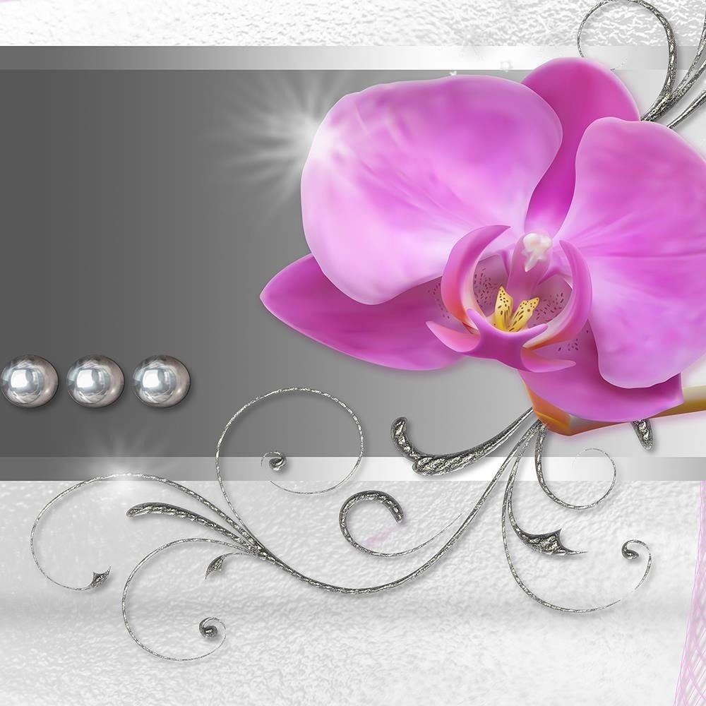Glezna baltā rāmī - Orchids Abstraction 1  Home Trends DECO