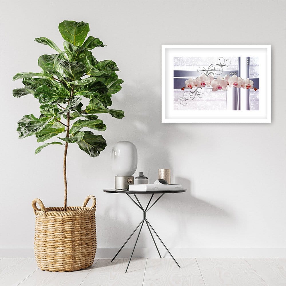 Glezna baltā rāmī - Orchids Abstraction 3  Home Trends DECO