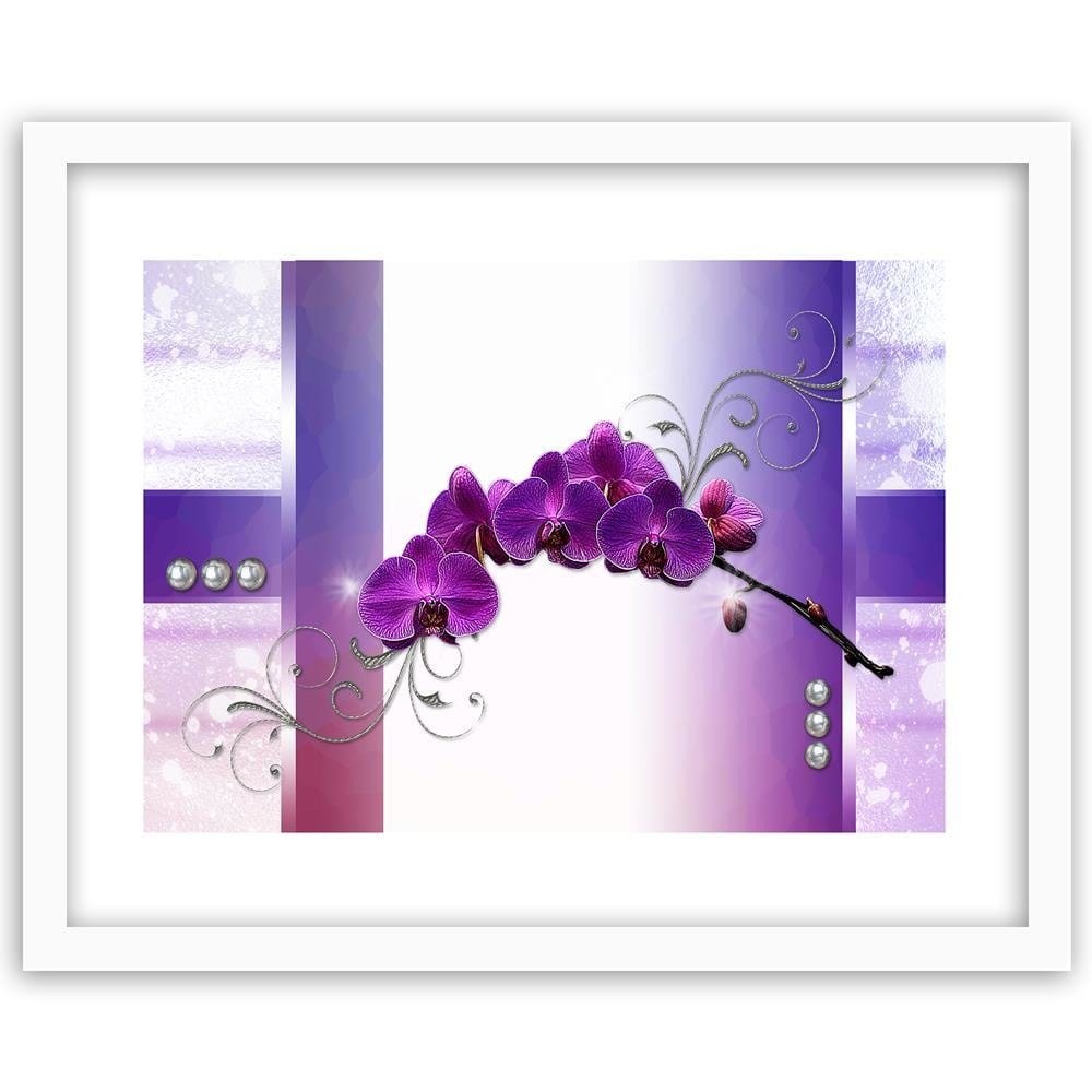 Glezna baltā rāmī - Orchids Abstraction 5  Home Trends DECO