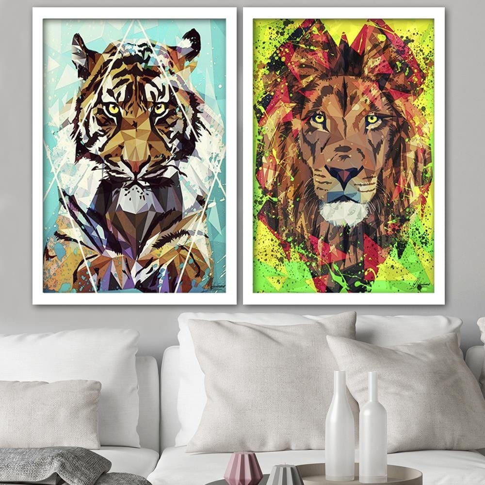 Glezna baltā rāmī - Painted Lion  Home Trends DECO