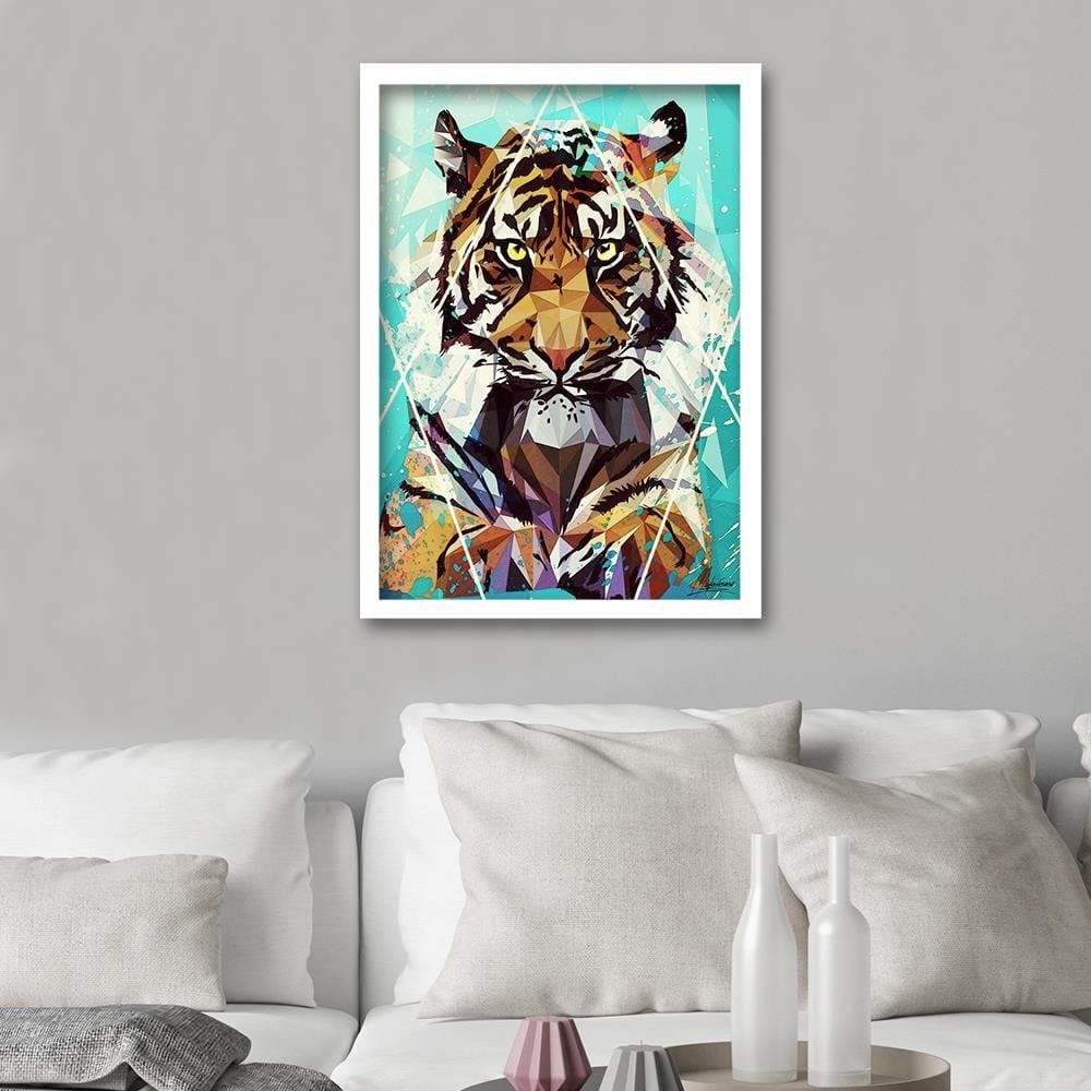 Glezna baltā rāmī - Painted Tiger  Home Trends DECO