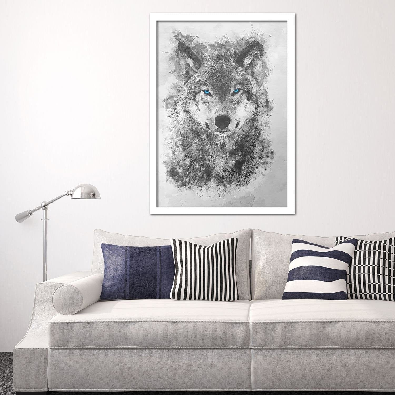 Glezna baltā rāmī - Painted Wolf  Home Trends DECO
