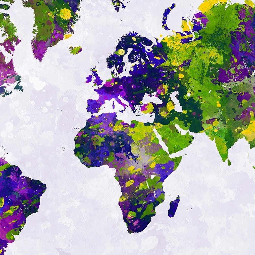 Glezna baltā rāmī - Painted World Map  Home Trends DECO