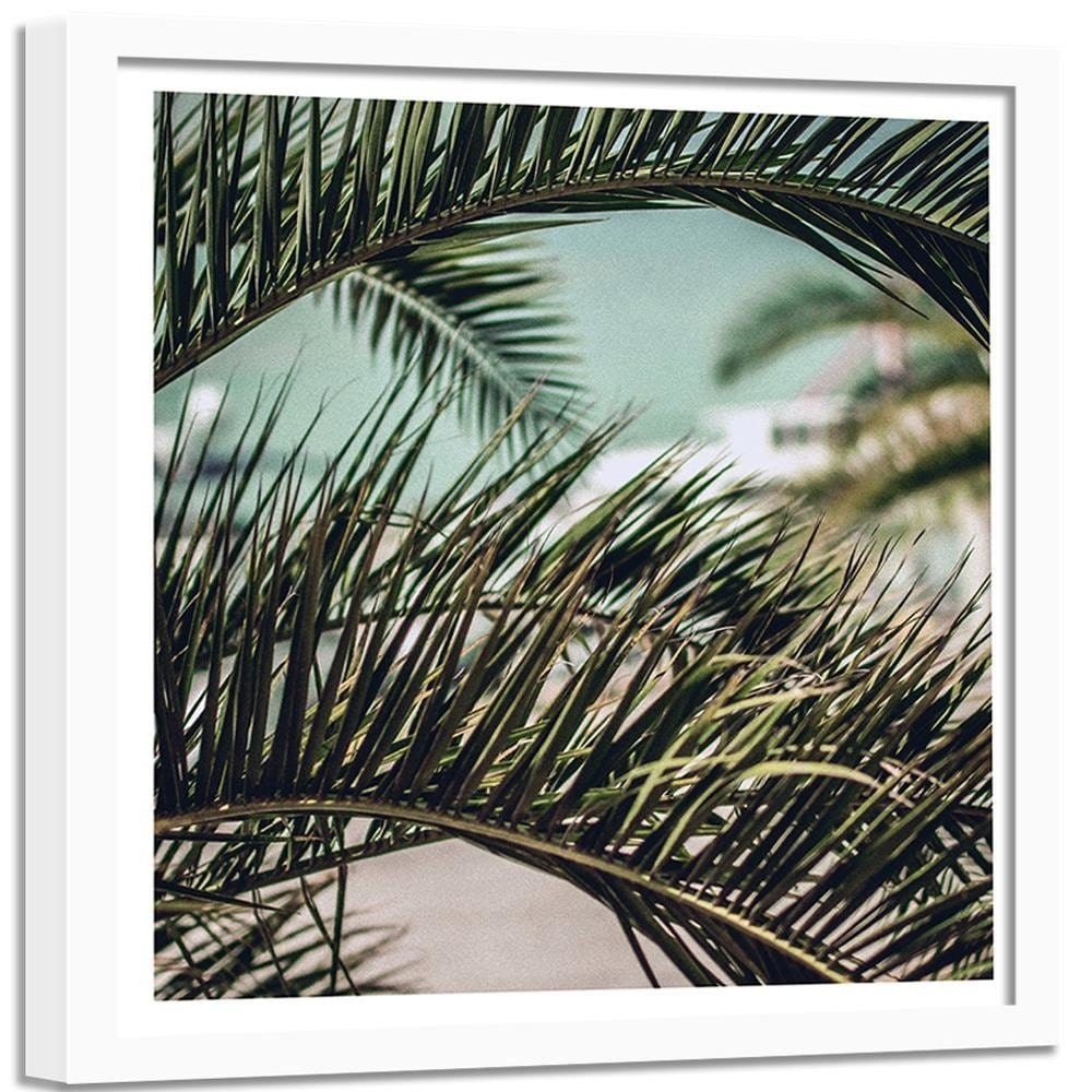 Glezna baltā rāmī - Palm Leaves 2  Home Trends DECO