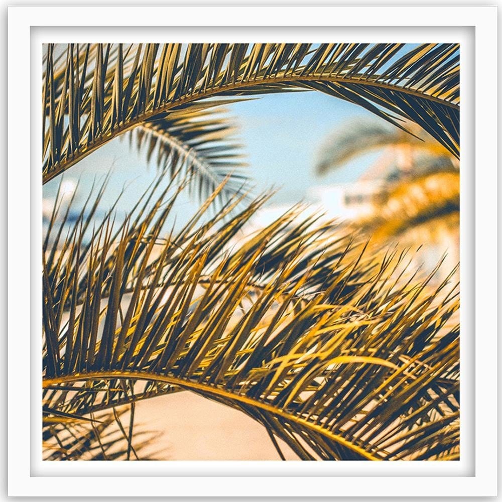 Glezna baltā rāmī - Palm Leaves  Home Trends DECO