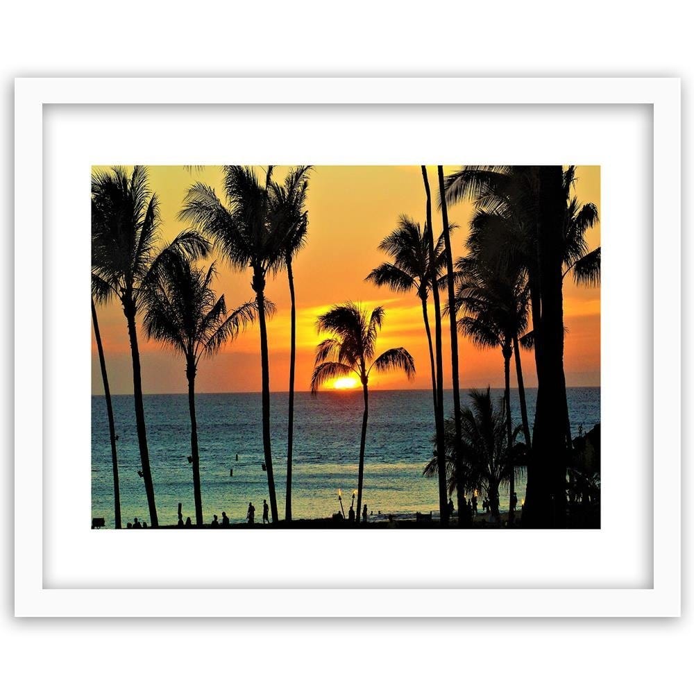 Glezna baltā rāmī - Palm Trees At Sunset  Home Trends DECO