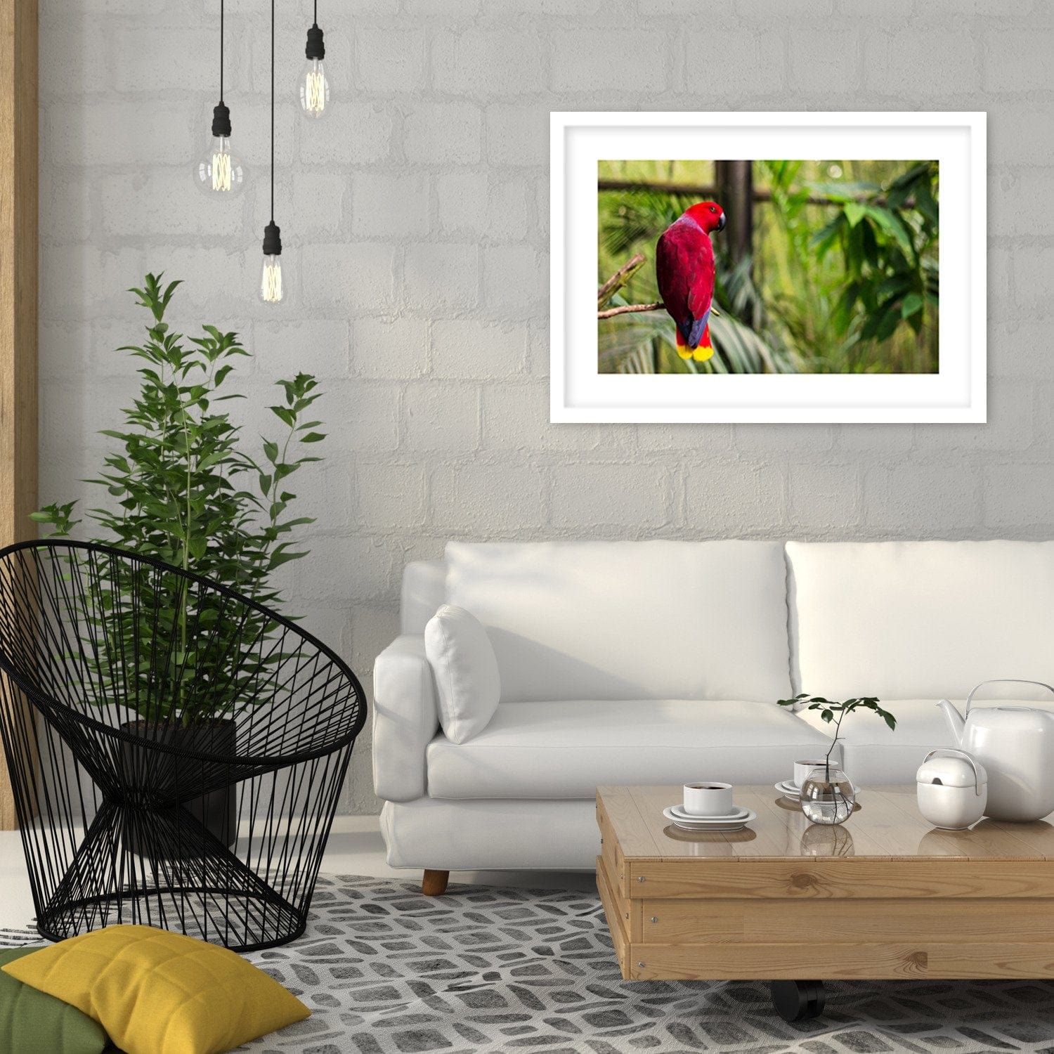Glezna baltā rāmī - Paradise Parrot  Home Trends DECO