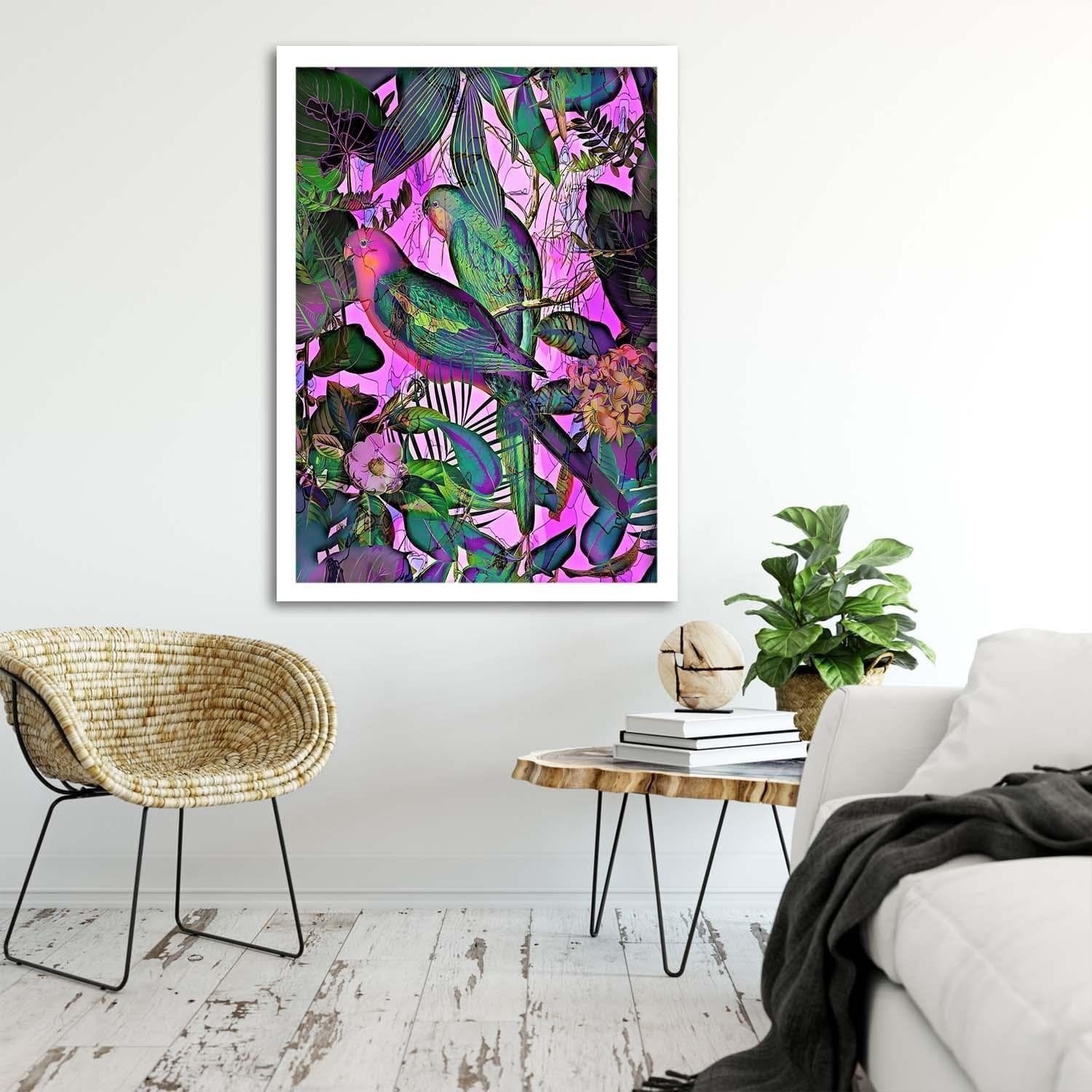 Glezna baltā rāmī - Paradise Parrots  Home Trends DECO