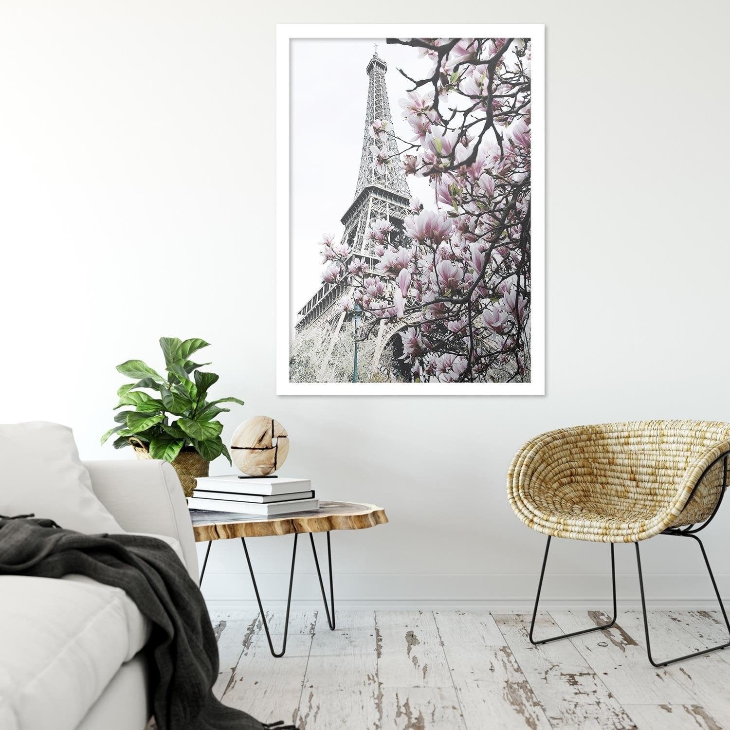Glezna baltā rāmī - Paris Magnolias  Home Trends DECO