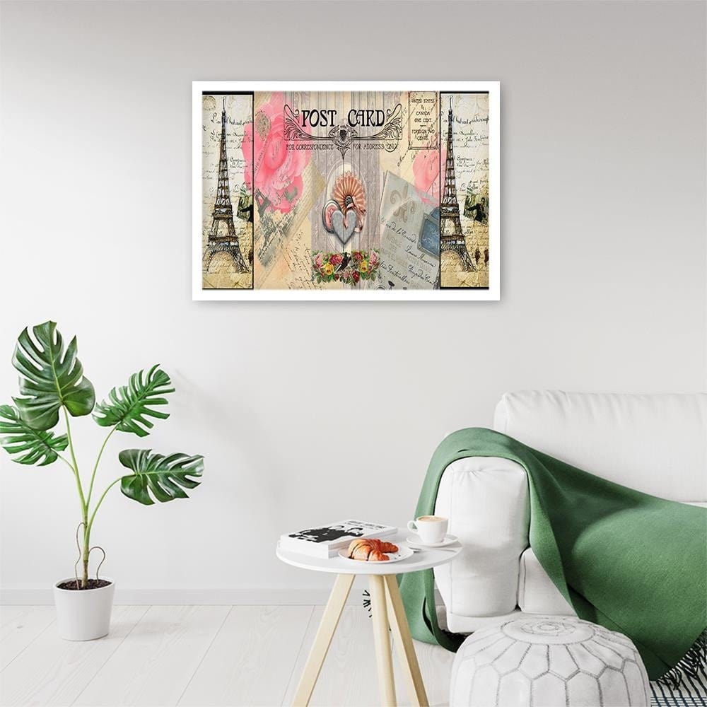 Glezna baltā rāmī - Paris Post Card  Home Trends DECO
