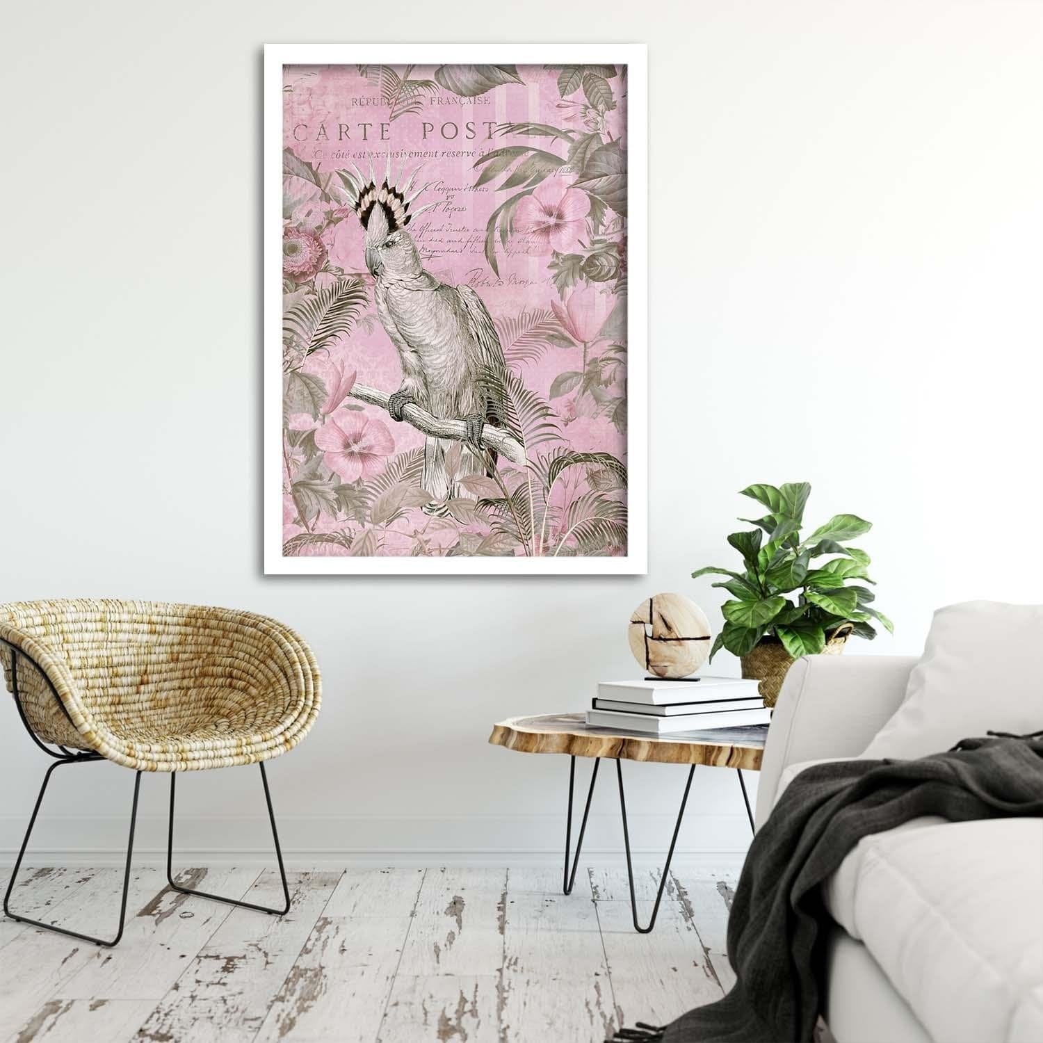 Glezna baltā rāmī - Parrot Queen  Home Trends DECO