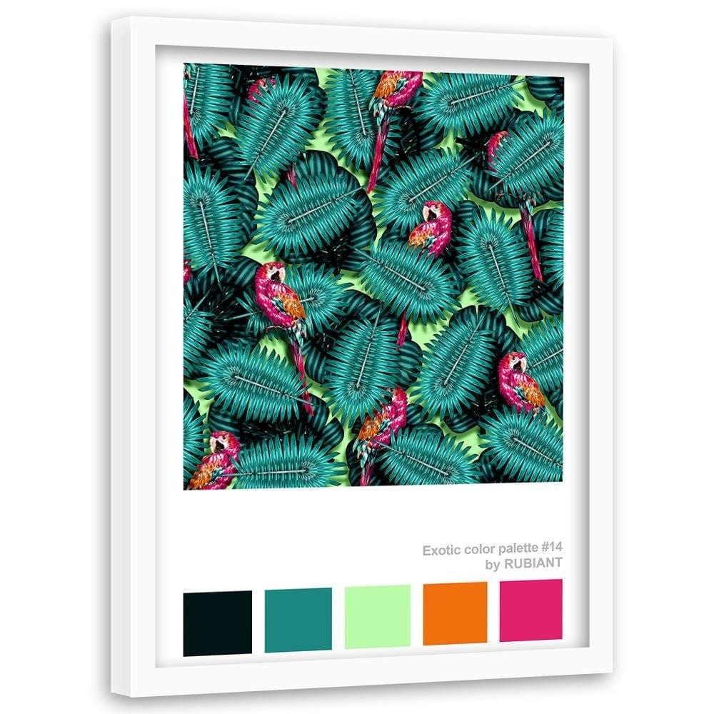 Glezna baltā rāmī - Parrots Green 28x39 Cm  Home Trends DECO