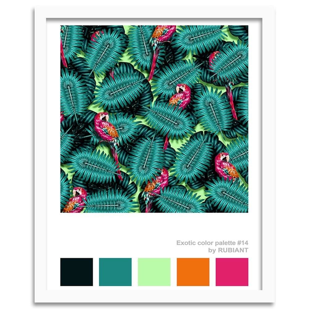 Glezna baltā rāmī - Parrots Green 28x39 Cm  Home Trends DECO