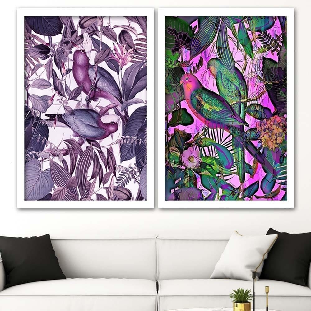 Glezna baltā rāmī - Parrots  Home Trends DECO