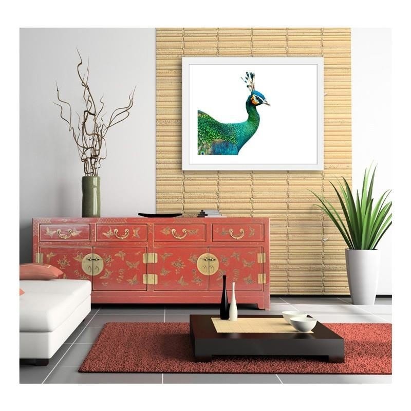 Glezna baltā rāmī - Peacock head  Home Trends DECO