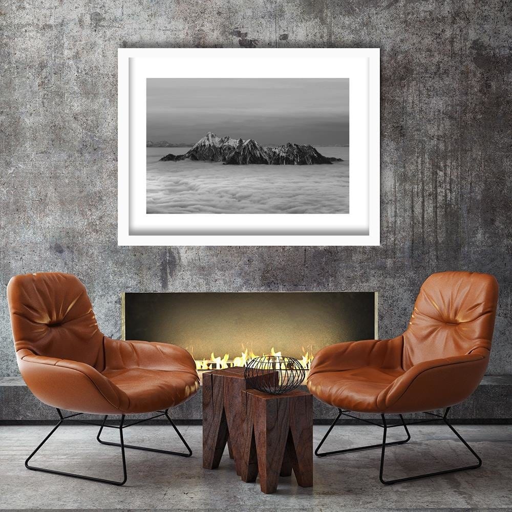Glezna baltā rāmī - Peaks Above The Clouds 2  Home Trends DECO
