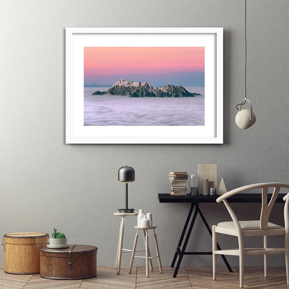 Glezna baltā rāmī - Peaks Above The Clouds  Home Trends DECO