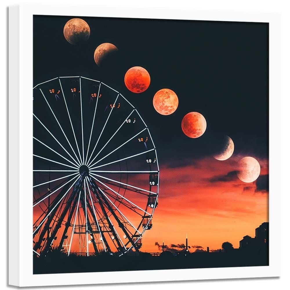 Glezna baltā rāmī - Phases Of The Moon Over The Ferris Wheel  Home Trends DECO