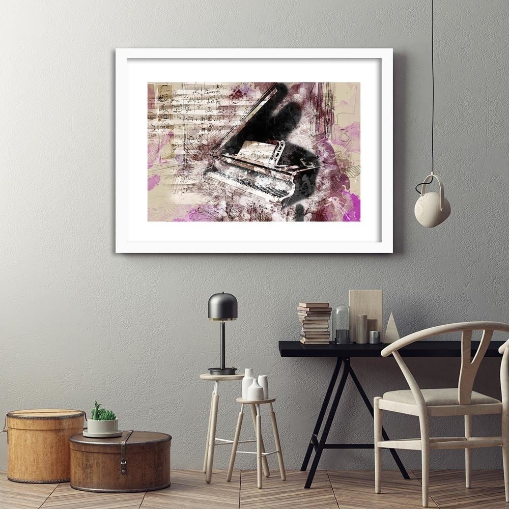 Glezna baltā rāmī - Piano Abstraction  Home Trends DECO