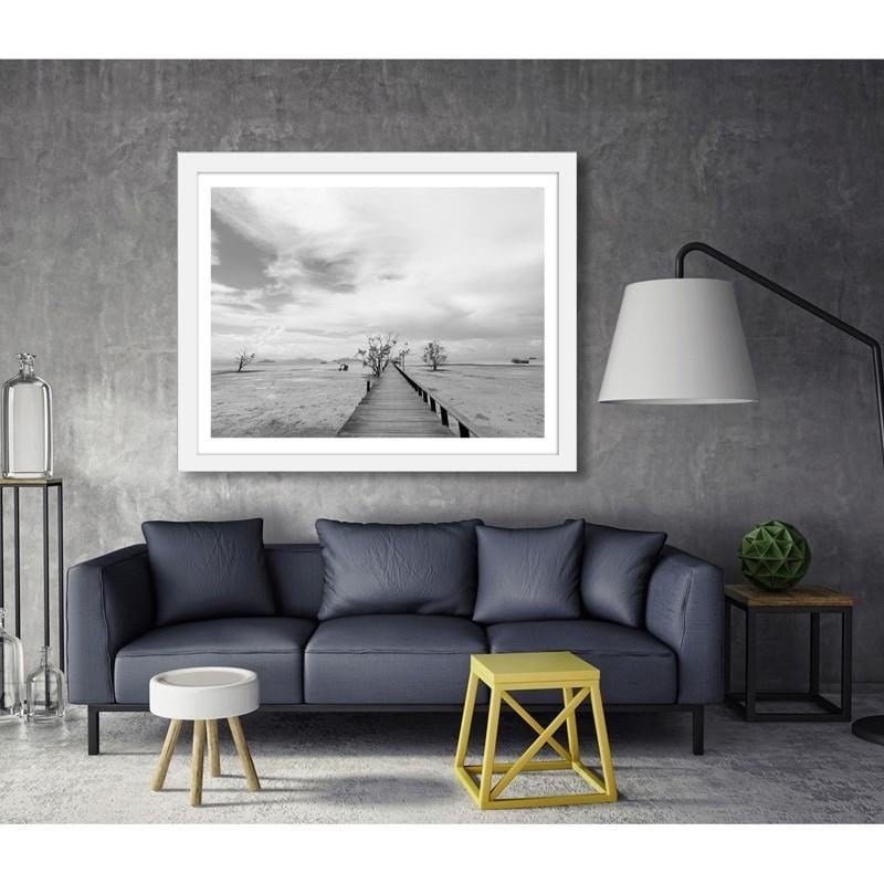 Glezna baltā rāmī - Picturesque landscape with a bridge 2  Home Trends DECO