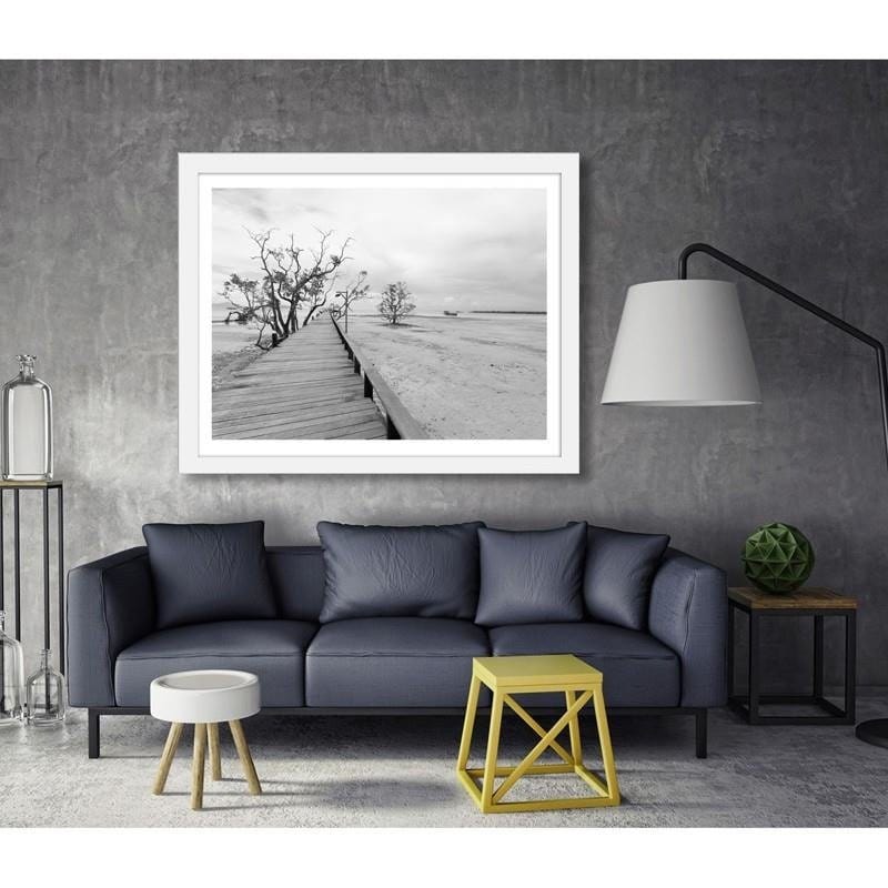 Glezna baltā rāmī - Picturesque landscape with a bridge  Home Trends DECO