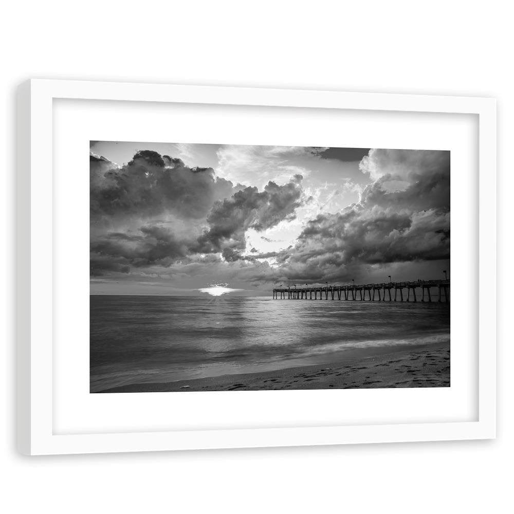 Glezna baltā rāmī - Pier And Sunset 2  Home Trends DECO